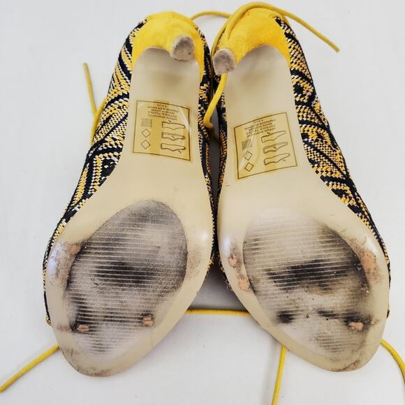 Madison by Shoe Dazzle | Knit Patterned Lace Up Strappy Peep Toe Stiletto Heels - Picture 10 of 11